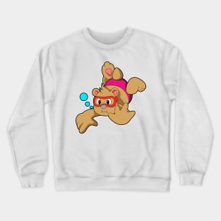 Bear at Swimming with Swimming goggles Crewneck Sweatshirt